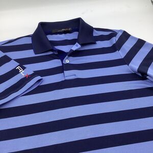 Ralph Lauren RLX Mens Short Sleeve Polo‎ Blue Striped Size Small